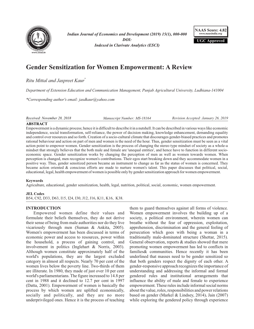 research paper on gender sensitization
