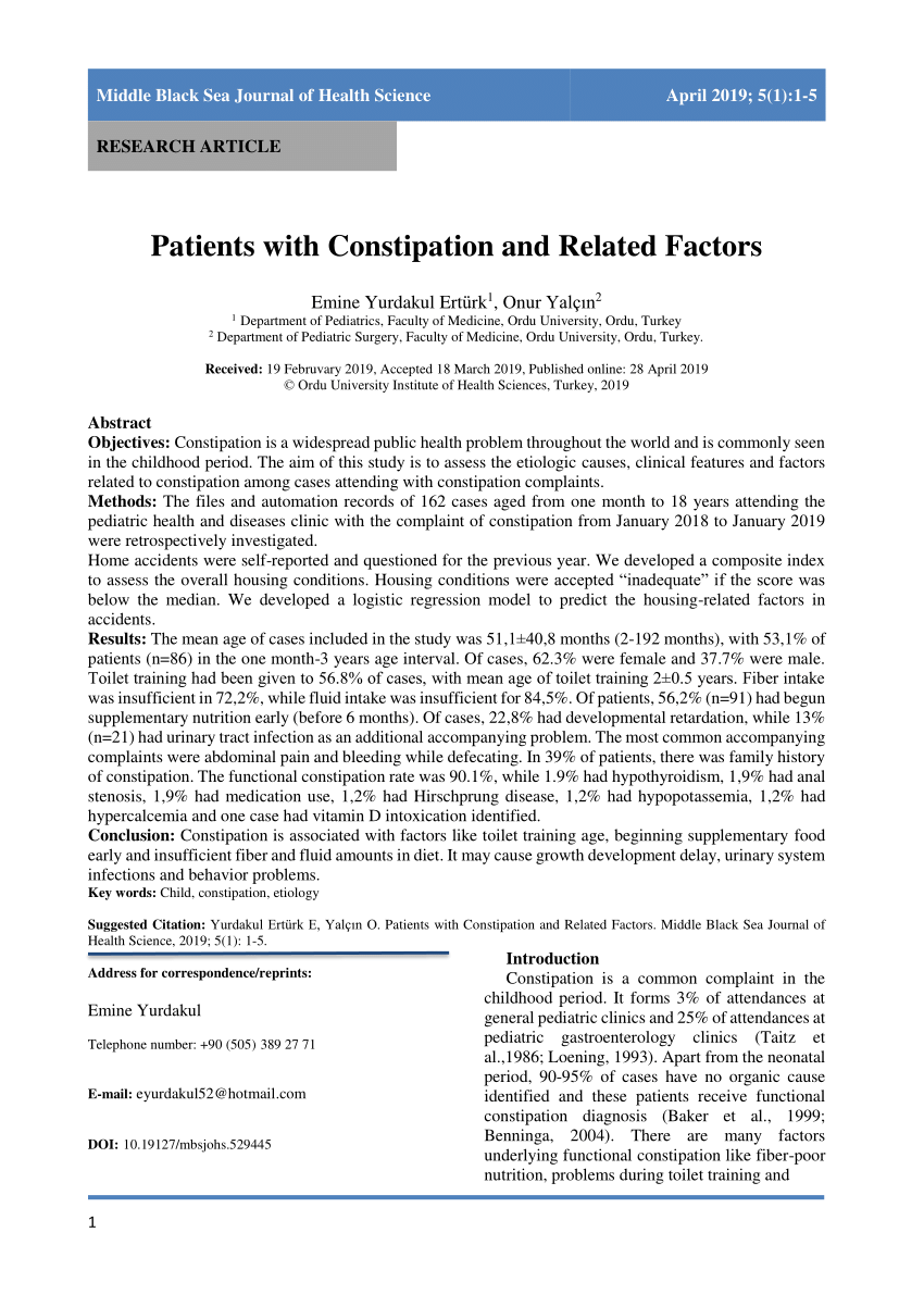 (PDF) Patients with Constipation and Related Factors