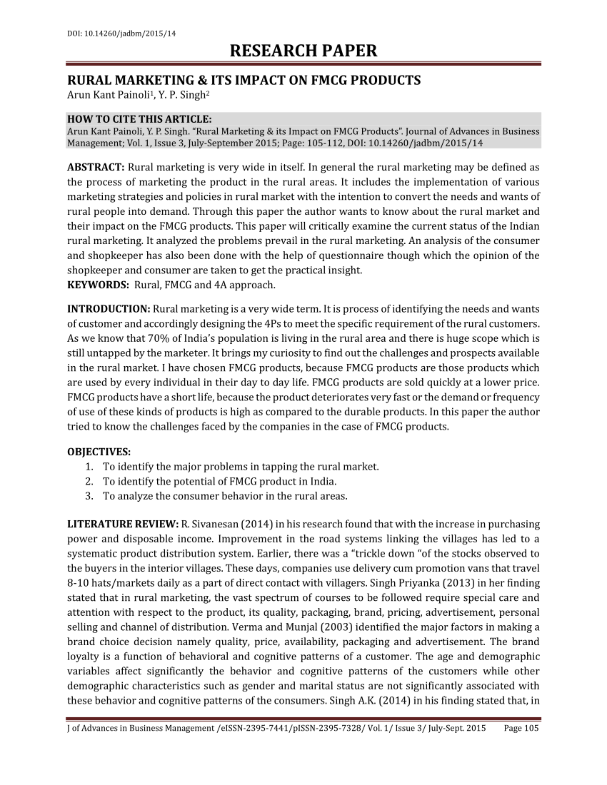 research paper on rural marketing
