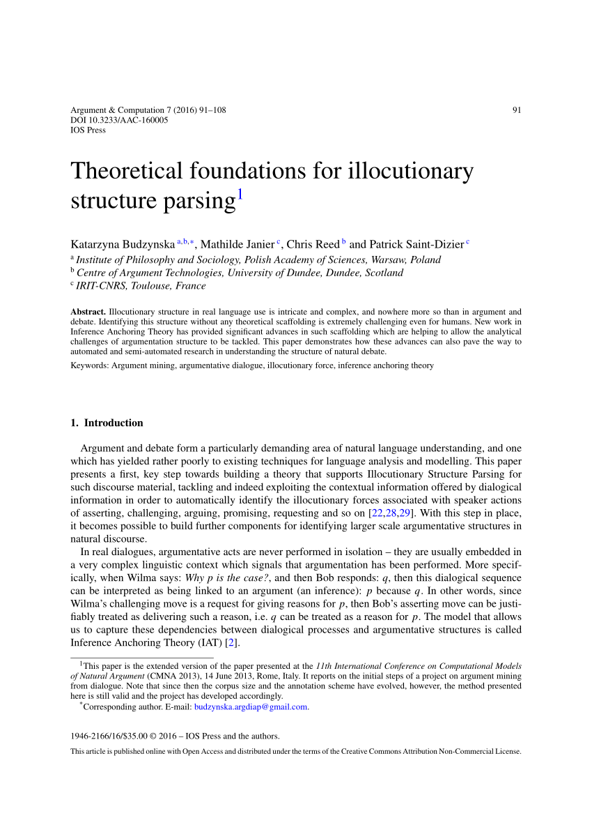 PDF) foundations for illocutionary structure parsing1