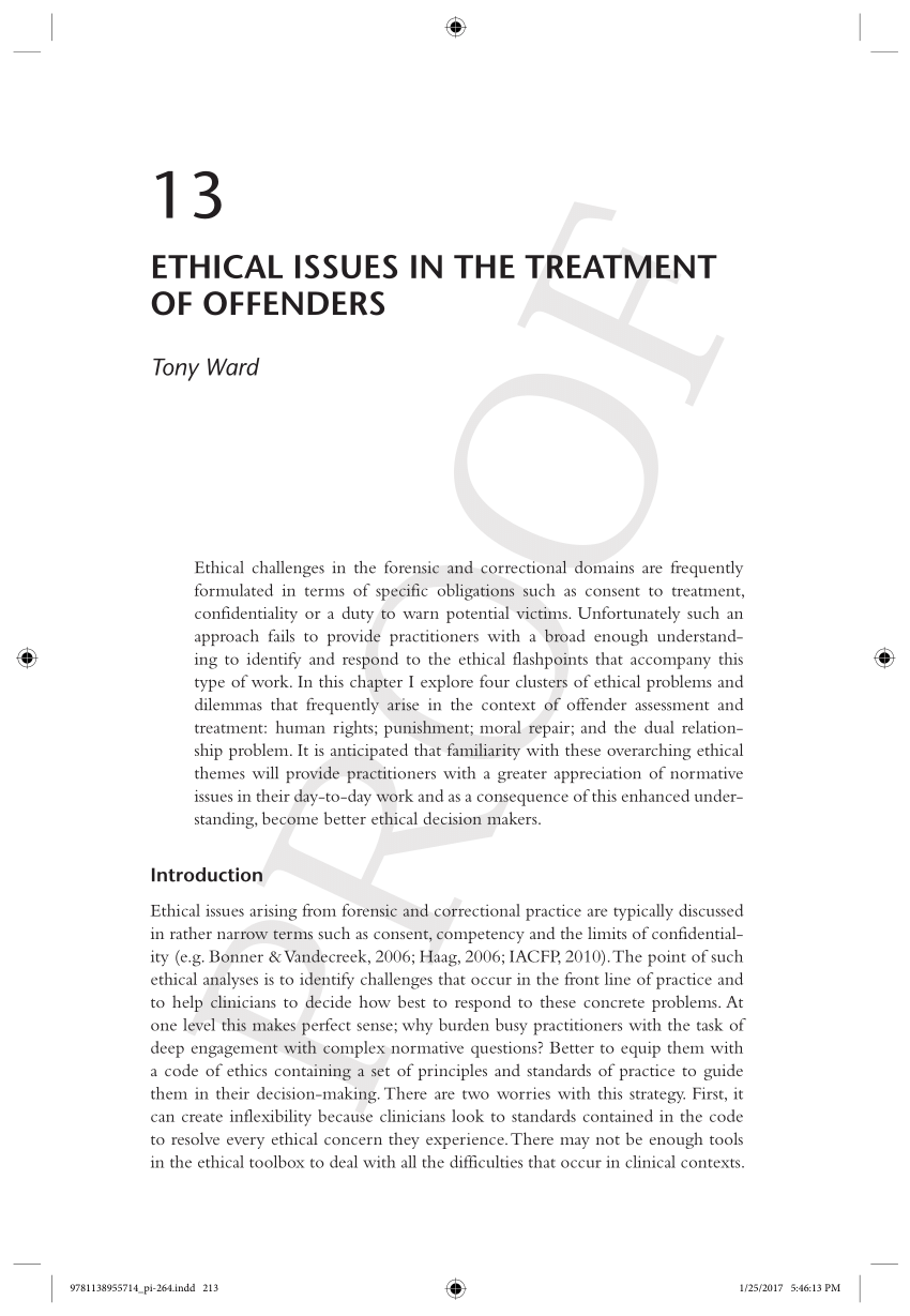 PDF Ethical issues in the treatment of offenders