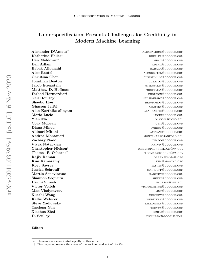 Pdf Underspecification Presents Challenges For Credibility In Modern Machine Learning
