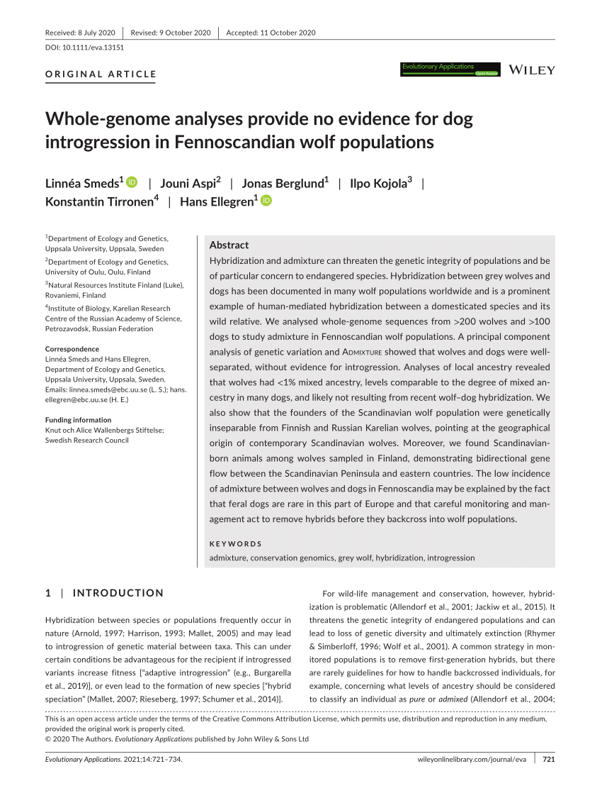 PDF) Whole‐genome analyses provide no evidence for dog 