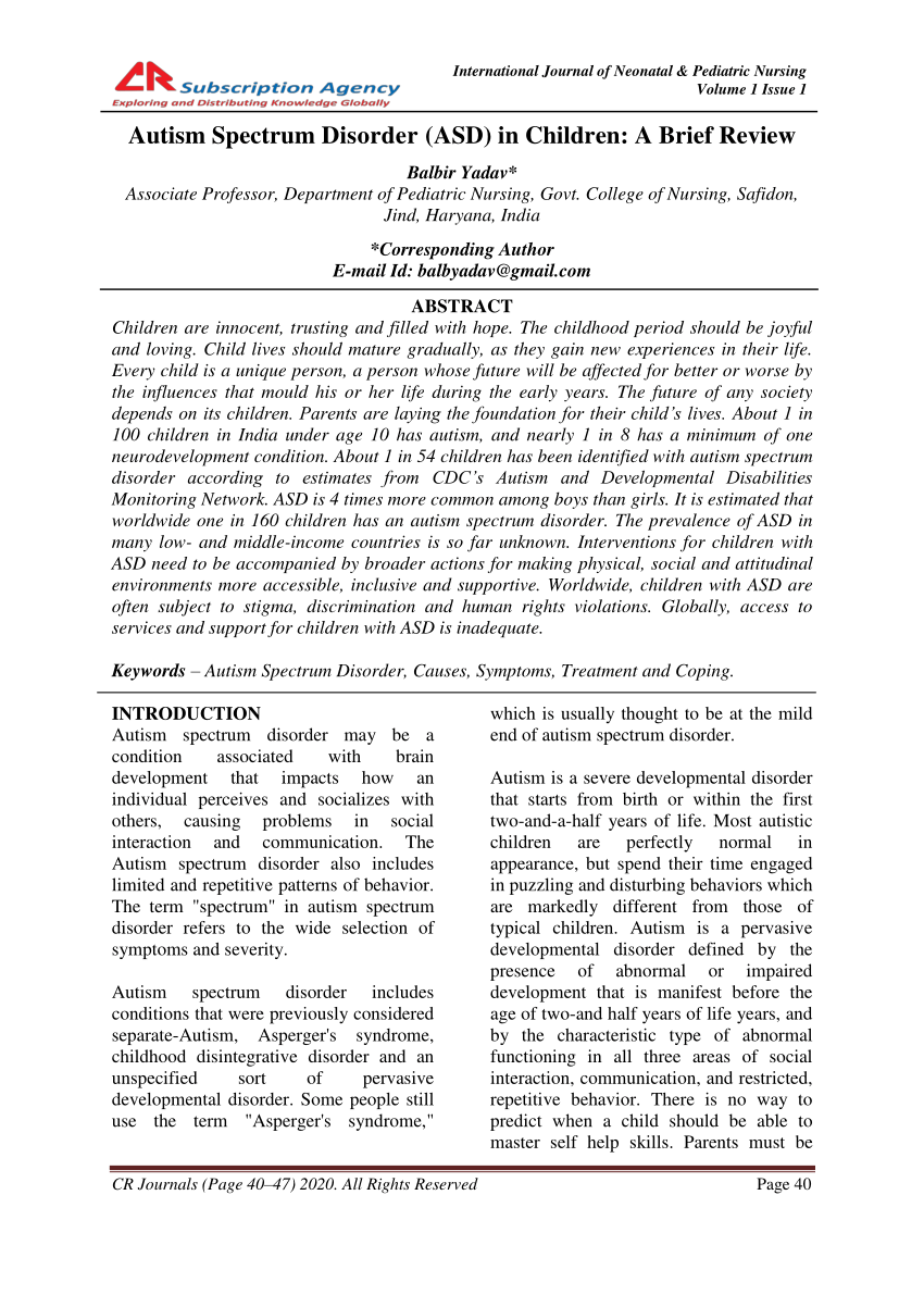 autism research paper thesis