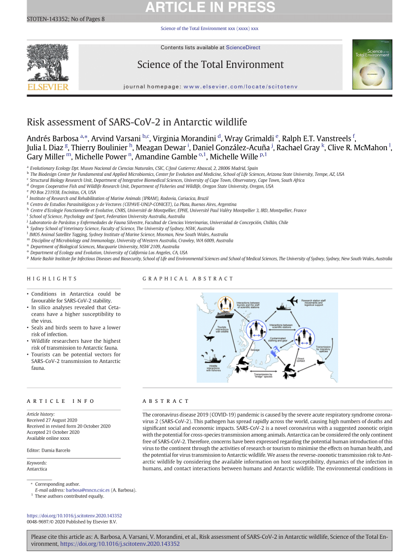 PDF) Risk assessment of SARS-CoV-2 in Antarctic wildlife