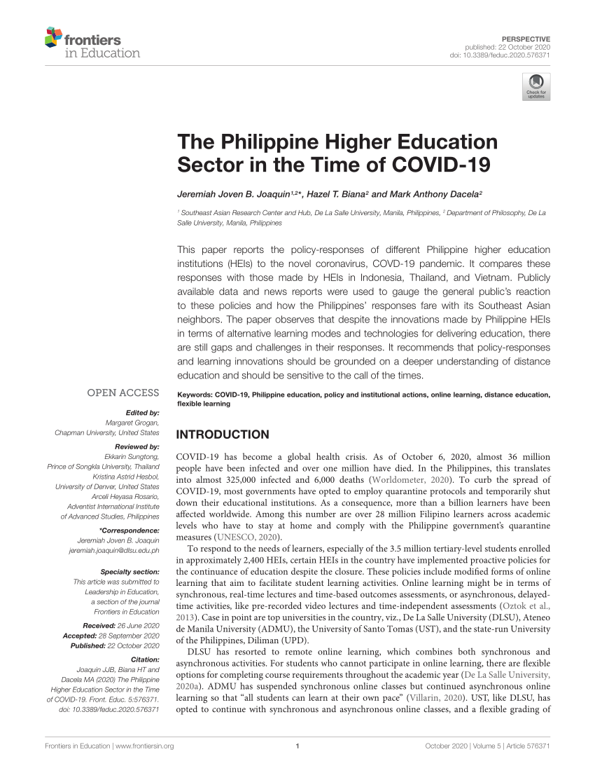 journal articles about education in the philippines pdf