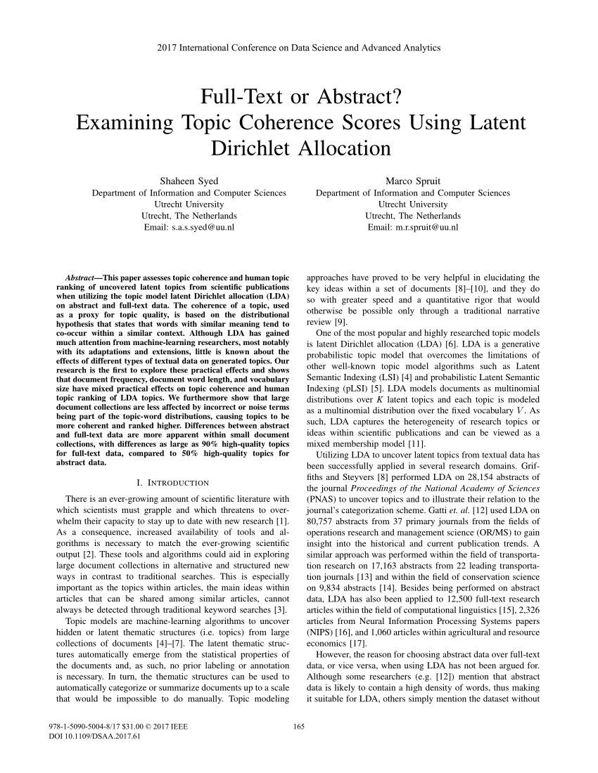 Coherence scores for the latent Dirichlet allocation. UOL: Universo Online.