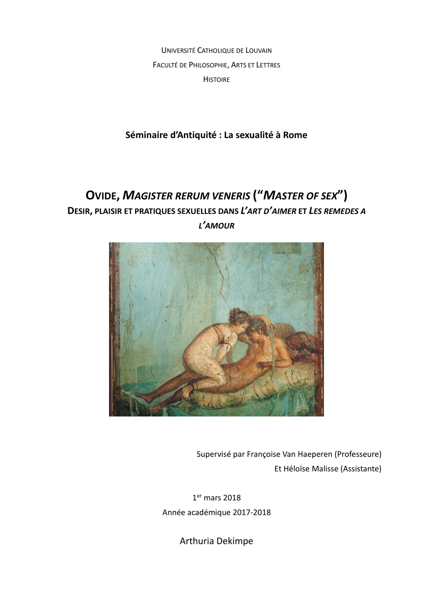 Pdf Ovide Magister Rerum Veneris Master Of Sex Desir Plaisir Et Pratiques Sexuelles Dans L Art D Aimer Et Les Remedes A L Amour