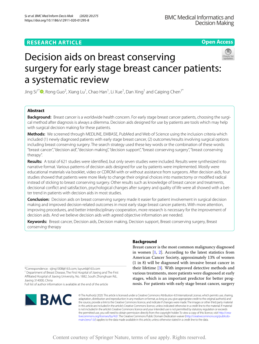 (PDF) Decision aids on breast conserving surgery for early stage breast ...