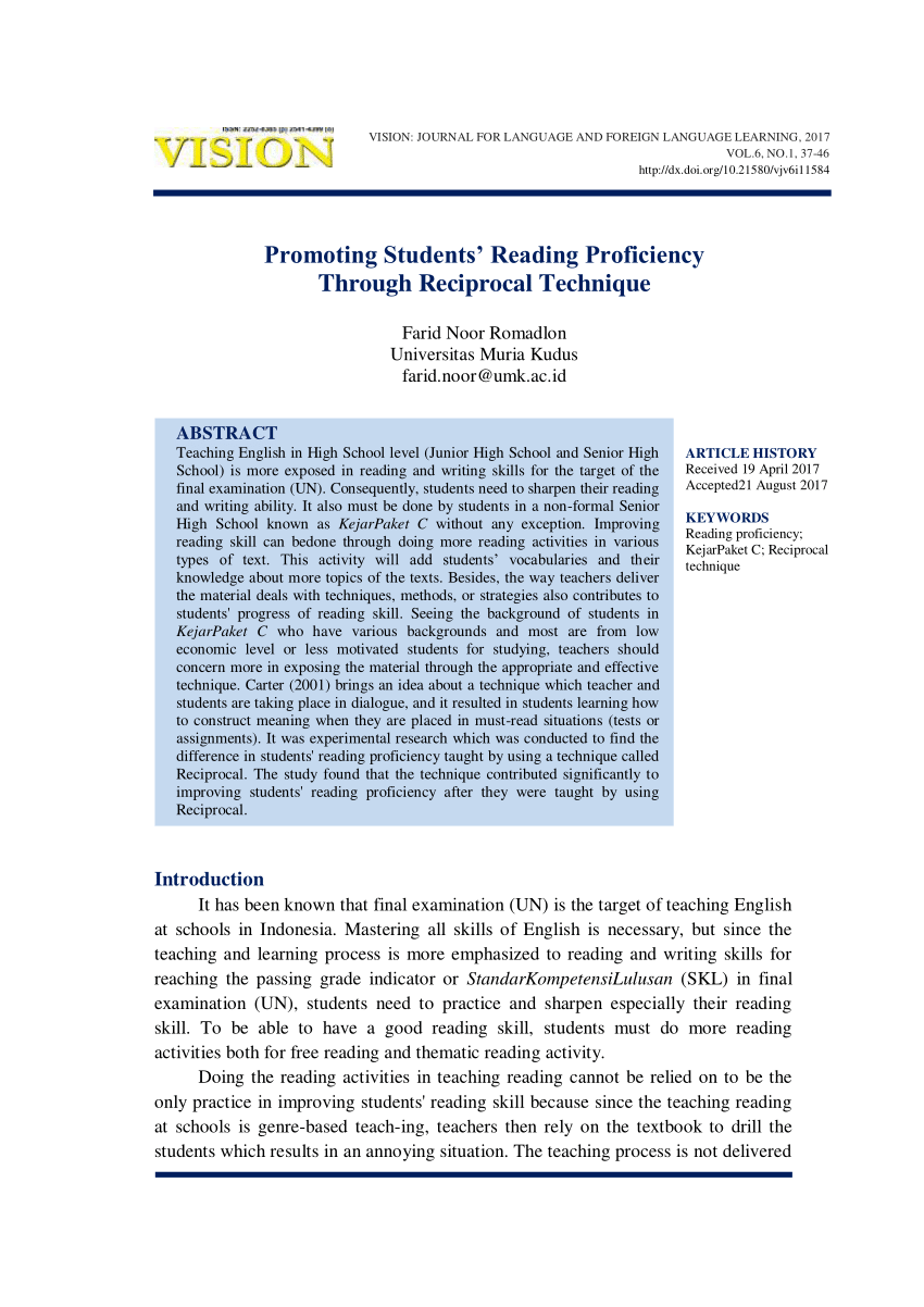 thesis about reading proficiency