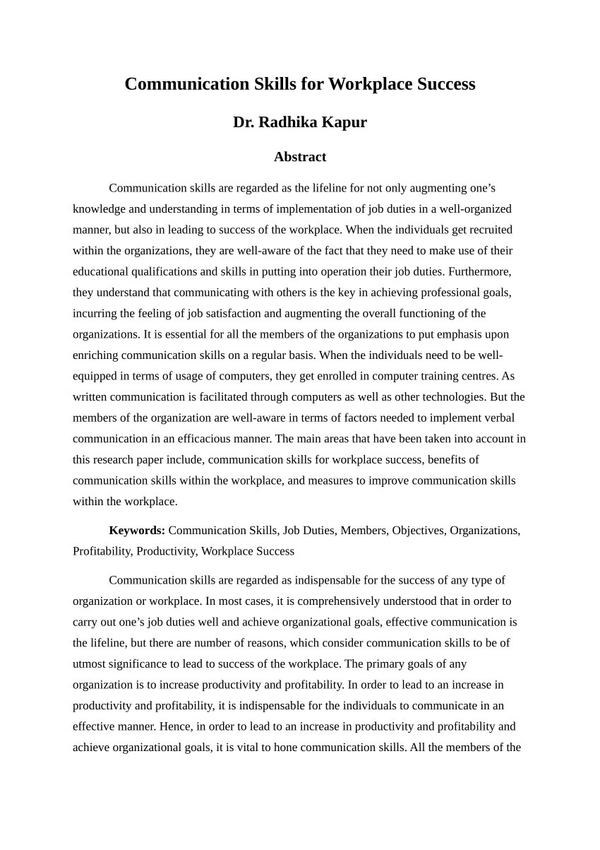 research paper about communication skills