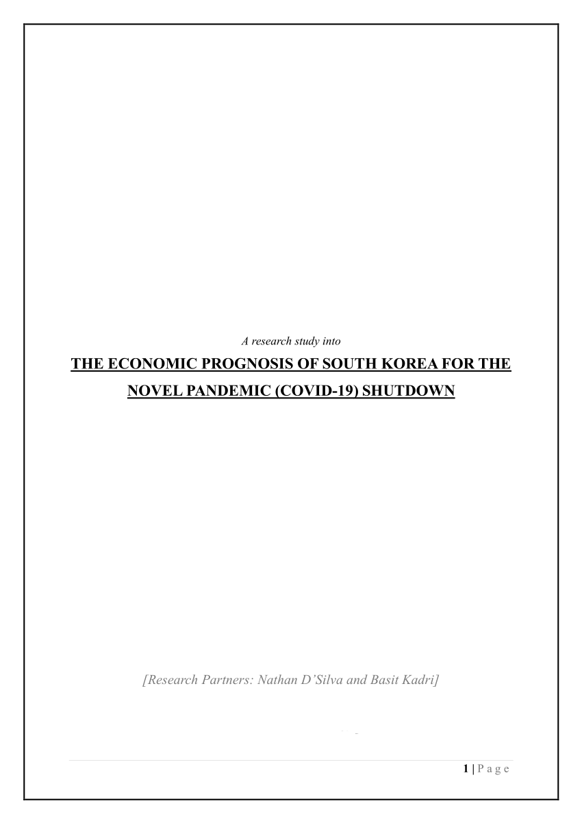 (PDF) THE ECONOMIC PROGNOSIS OF SOUTH KOREA FOR THE NOVEL PANDEMIC