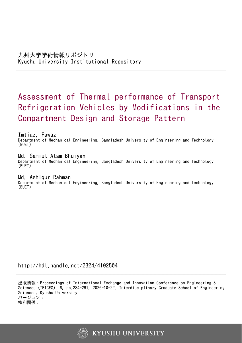 (PDF) Assessment of Thermal performance of Transport ...