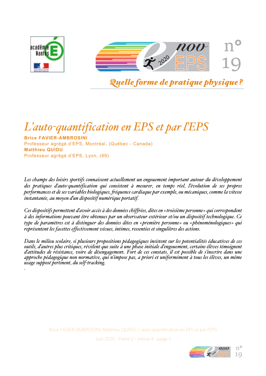 Pdf L Auto Quantification En Eps Et Par L Eps