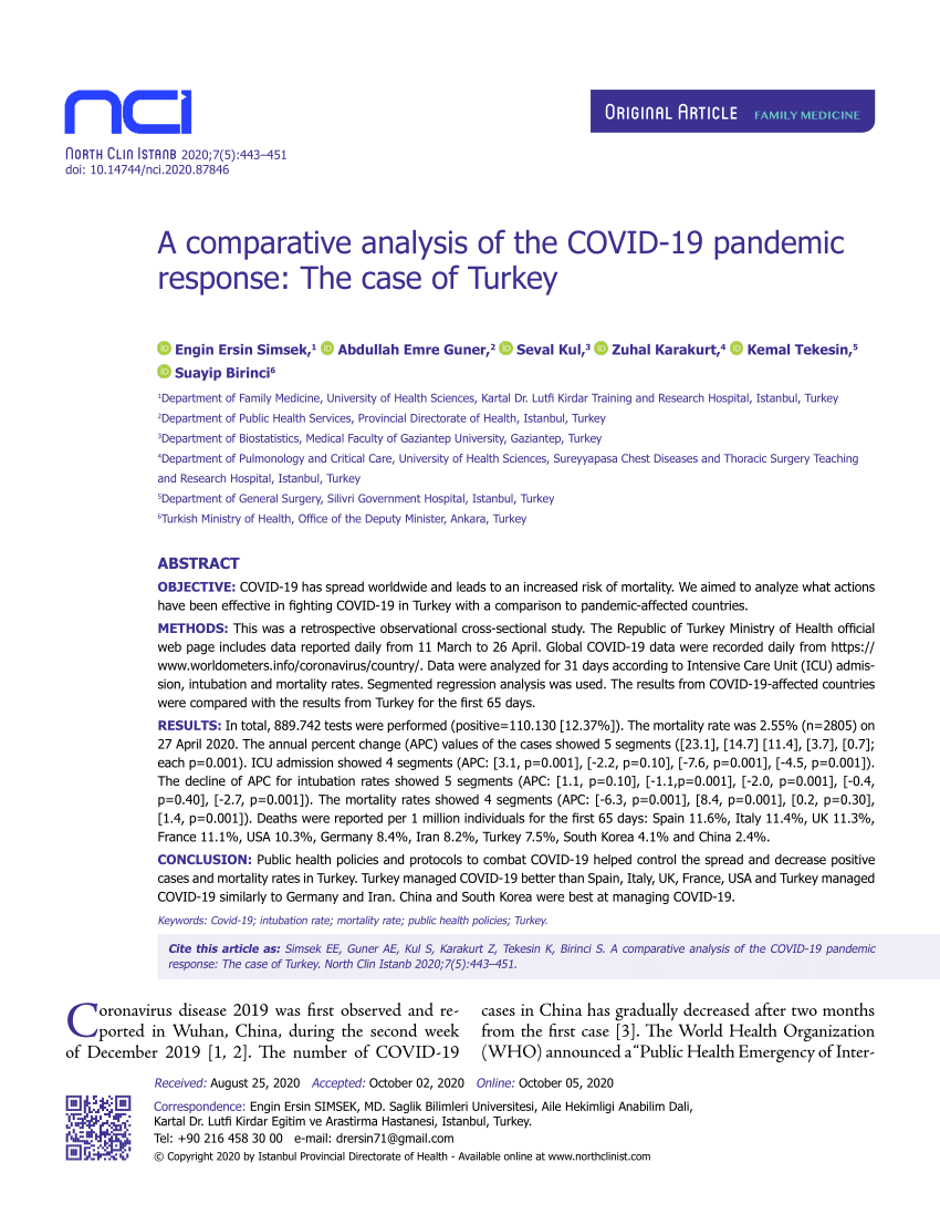 PDF) A Comparative Analysis of the COVID-19 Pandemic Response: The