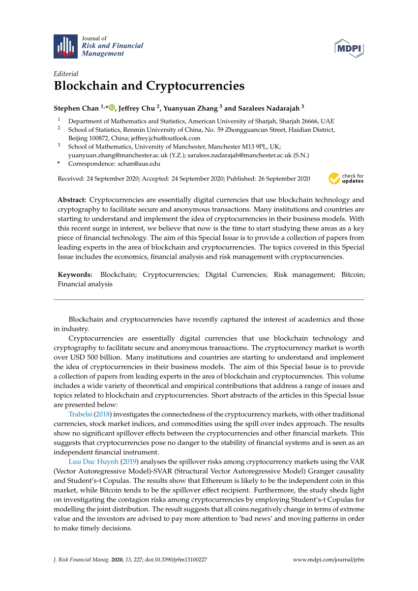 (PDF) Blockchain and Cryptocurrencies
