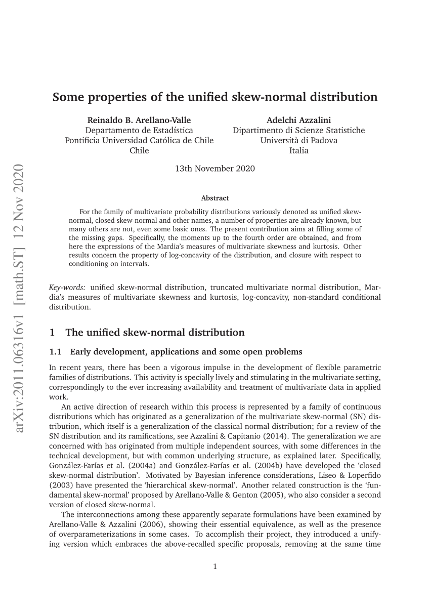 Pdf Some Properties Of The Unified Skew Normal Distribution