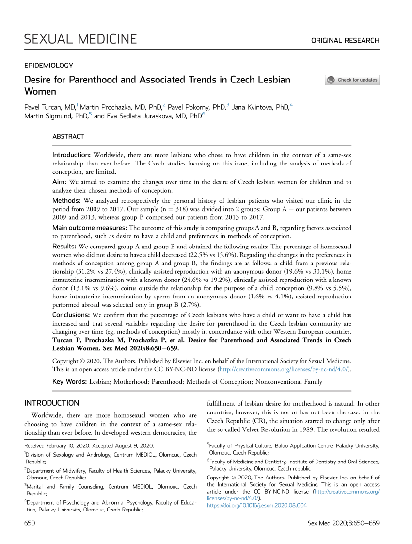 PDF) Desire for Parenthood and Associated Trends in Czech Lesbian Women