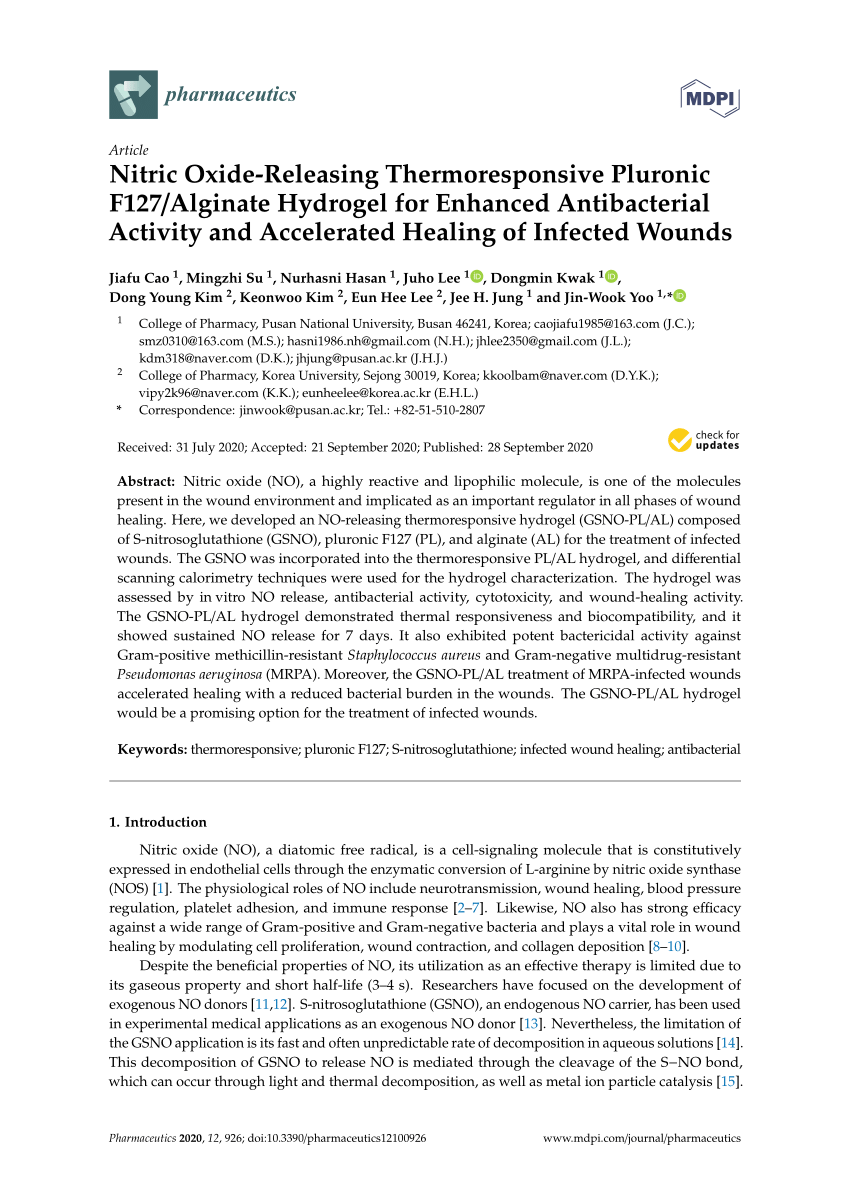 PDF) Nitric Oxide-Releasing Thermoresponsive Pluronic F127