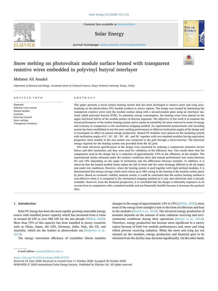 An experimental investigation of snow removal from photovoltaic