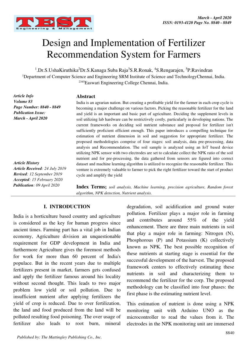 fertilizer recommendation research paper