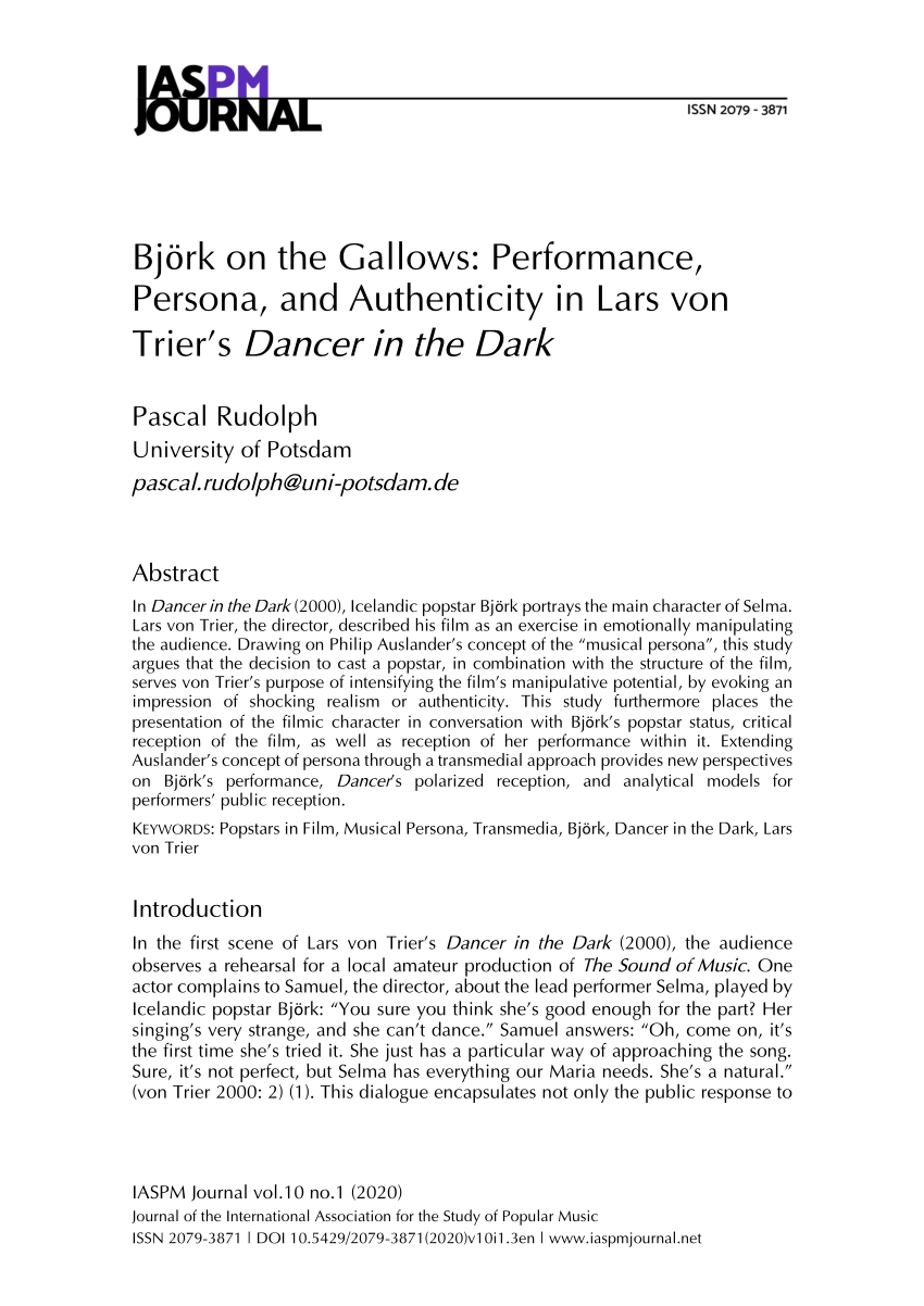 PDF) Björk on the Gallows Performance, Persona, and Authenticity in Lars von Triers Dancer in the Dark