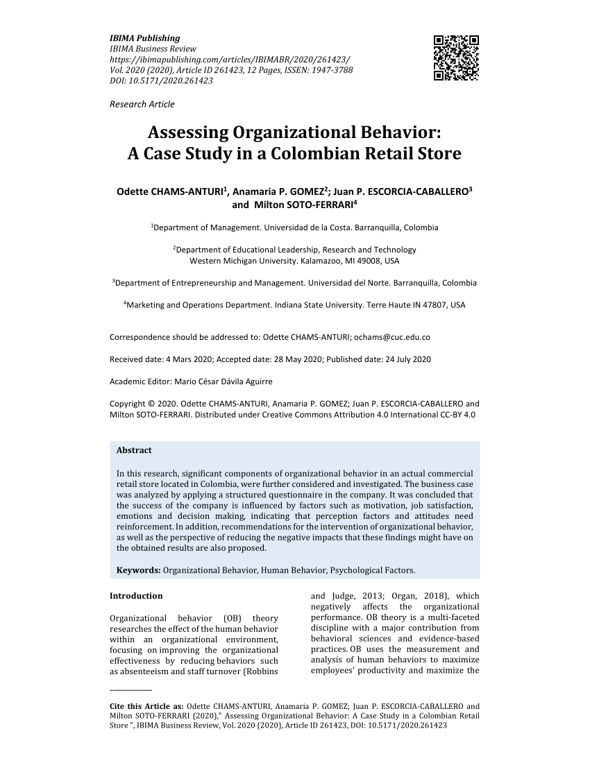 case study on organizational behavior pdf