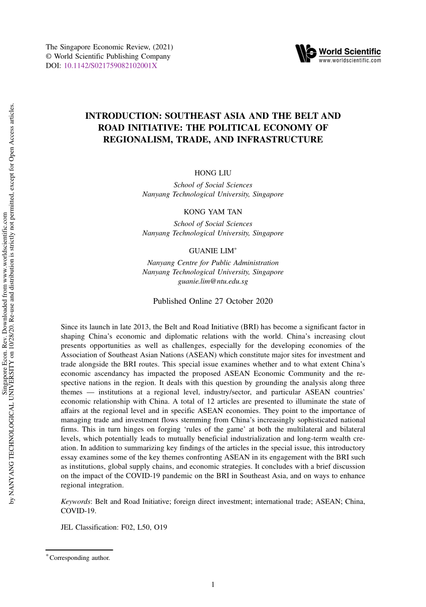 (PDF) INTRODUCTION-SOUTHEAST ASIA and the BELT and ROAD INITIATIVE: The