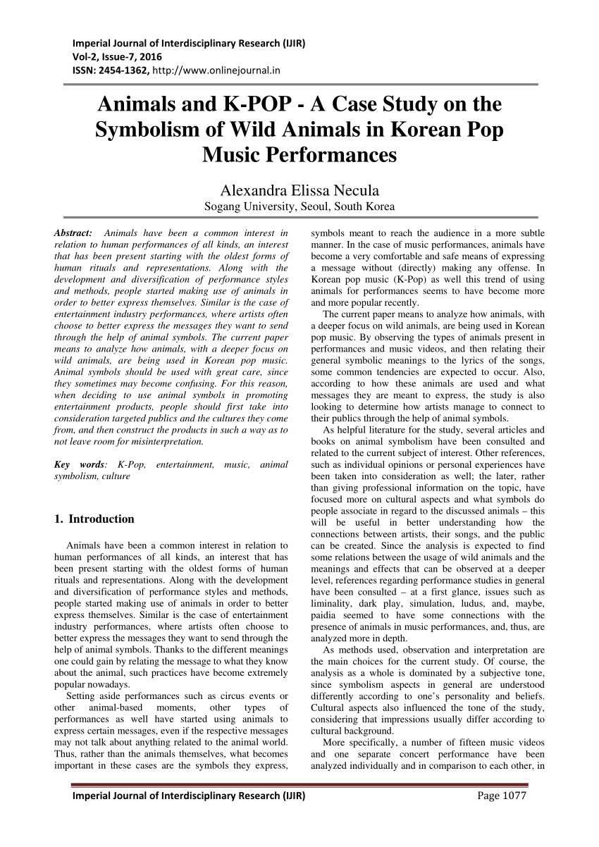 PDF) Animals and K-POP -A Case Study on the Symbolism of Wild Animals in  Korean Pop Music Performances