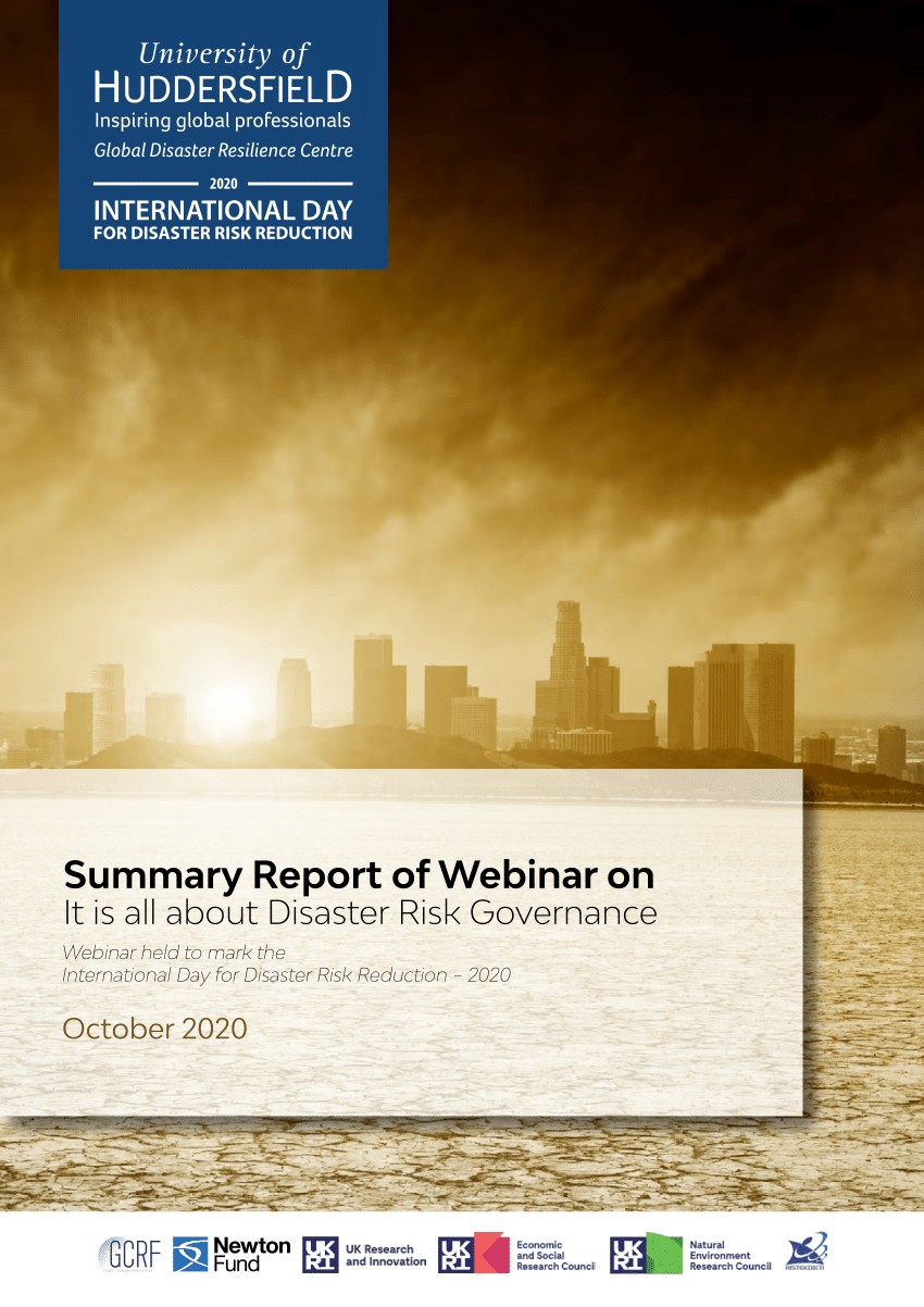 Pdf Summary Report Of Webinar On It Is All About Disaster Risk Governance
