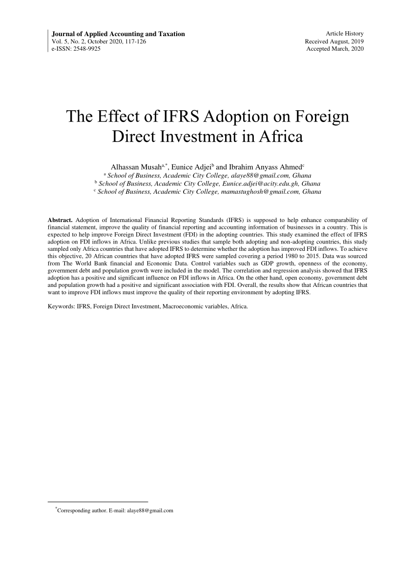 PDF) The Effect of IFRS Adoption on Foreign Direct Investment in
