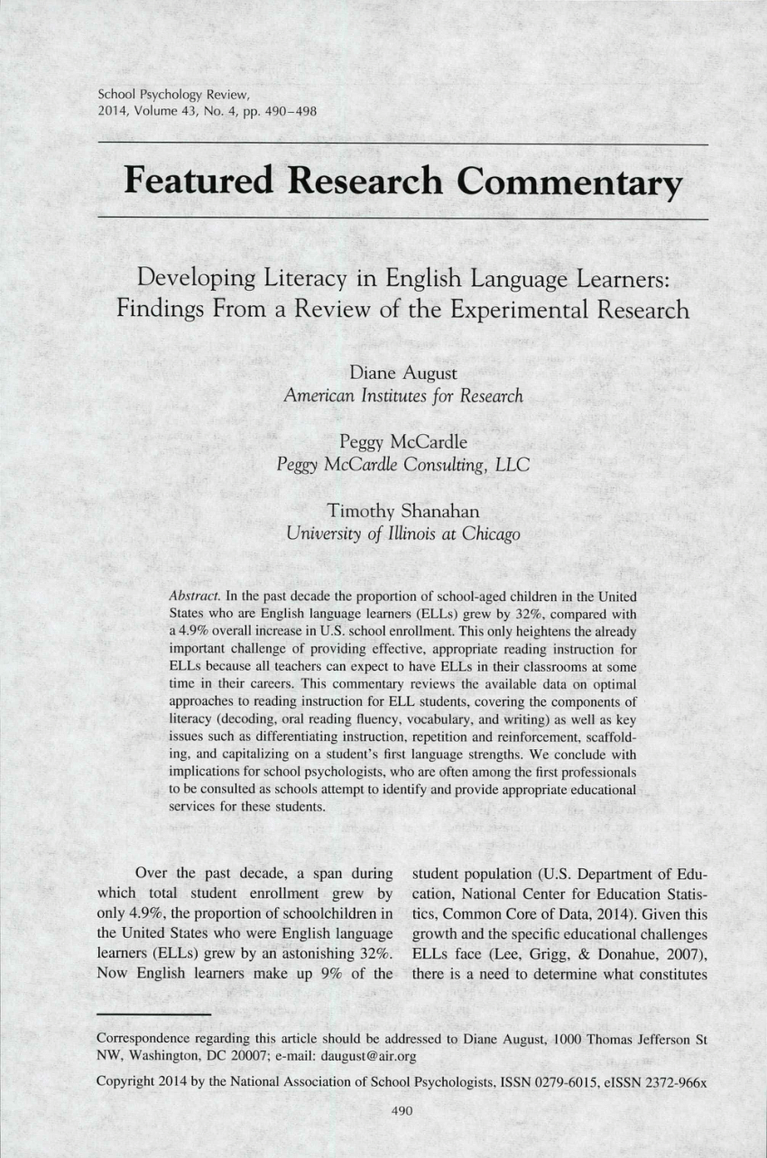 research paper topics on english language learners