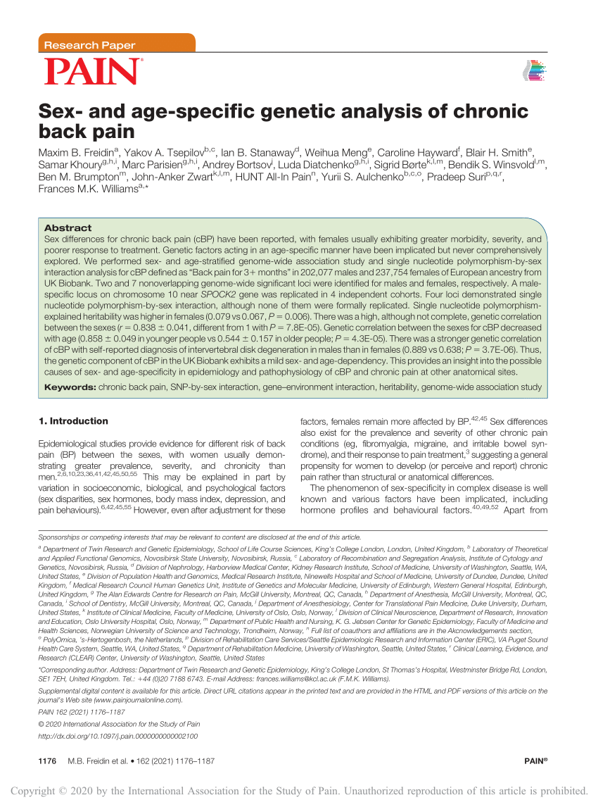 Genetic liability to multi-site chronic pain increases the risk of  cardiovascular disease - British Journal of Anaesthesia