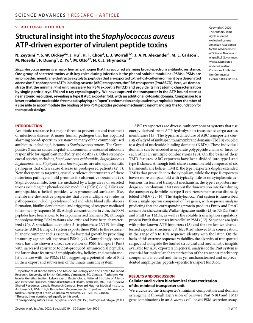 Pdf Structural Insight Into The Staphylococcus Aureus Atp Driven Exporter Of Virulent Peptide Toxins