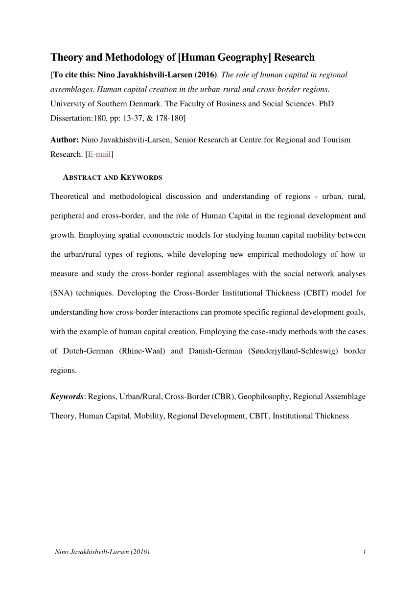 human geography dissertation methodology