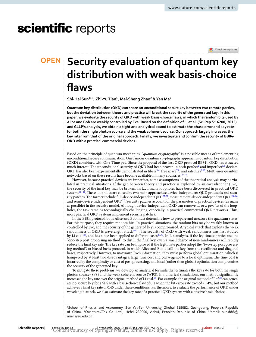 research papers on quantum key distribution