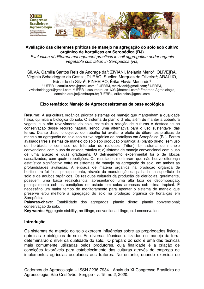 (PDF) Eixo temático: Manejo de Agroecossistemas de base ecológica