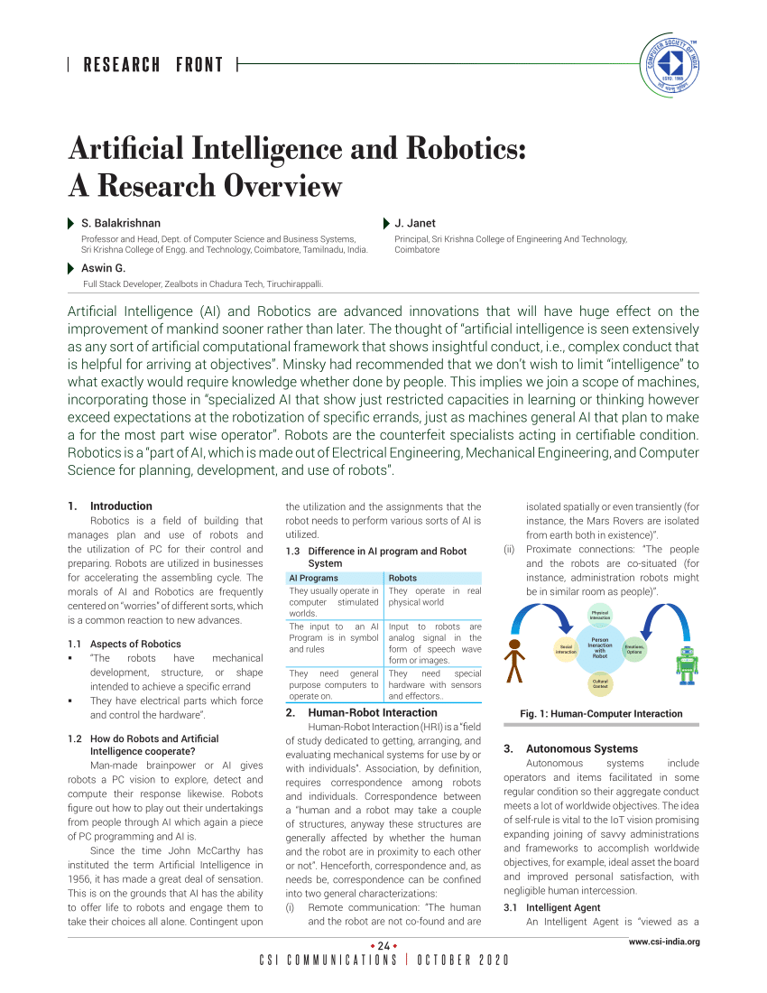 research paper topics about robotics