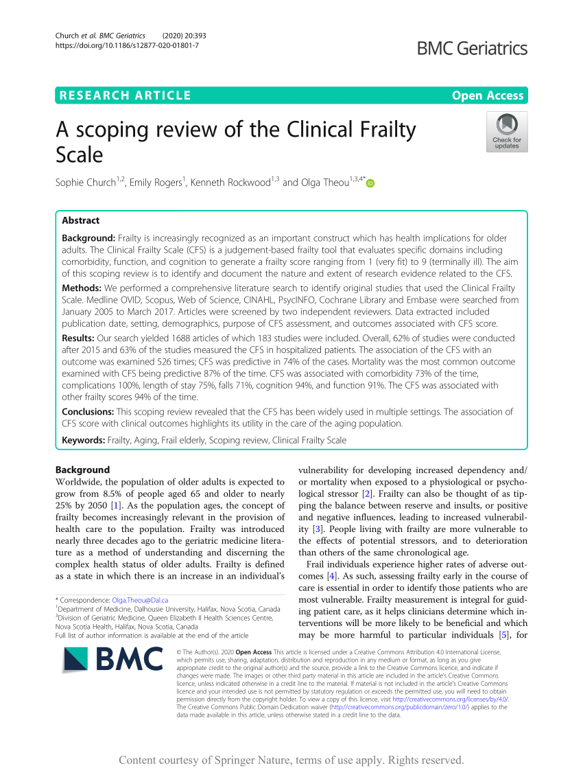 Clinical Frailty Scale - Geriatric Medicine Research - Dalhousie University