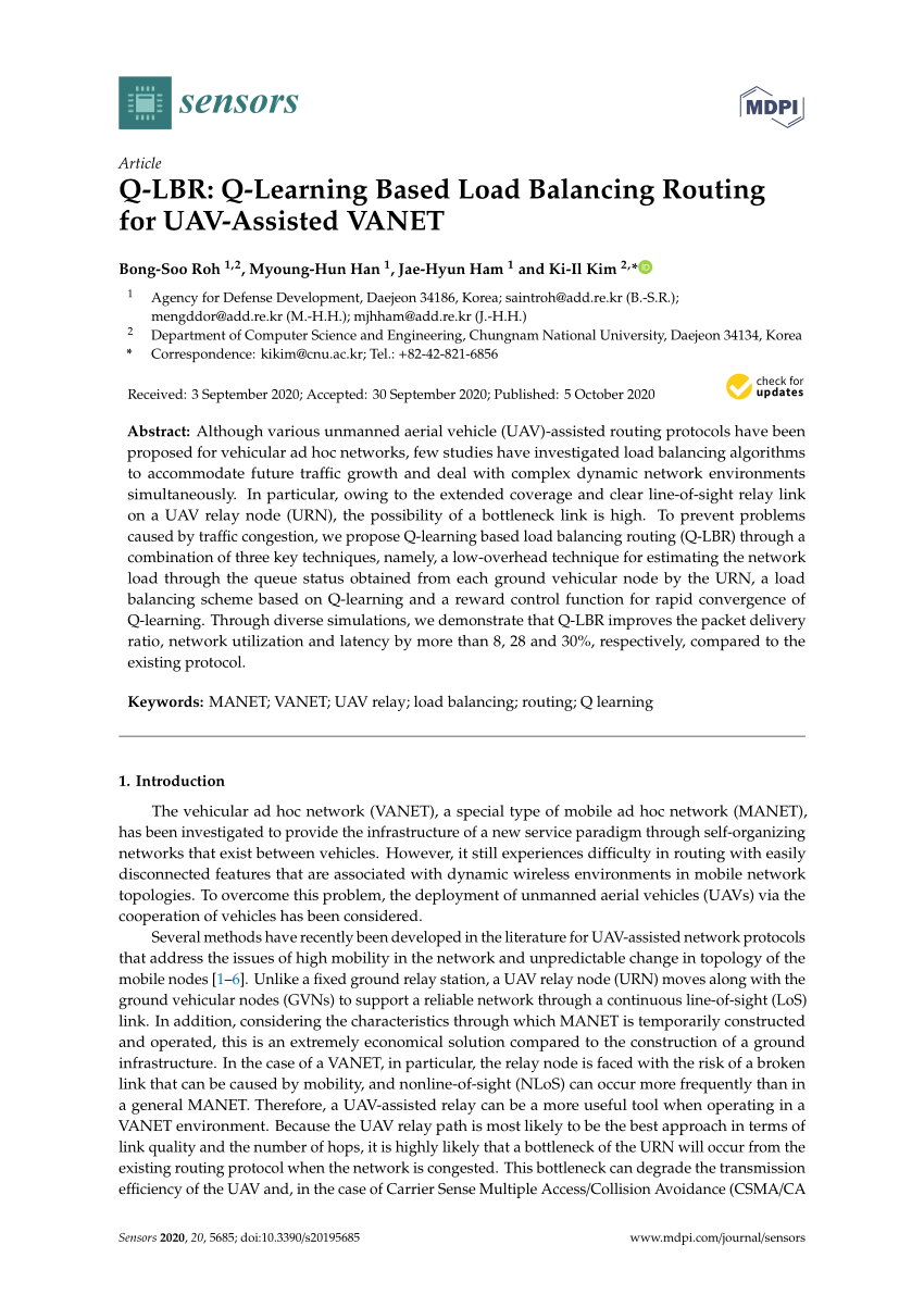 Pdf Q Lbr Q Learning Based Load Balancing Routing For Uav Assisted Vanet