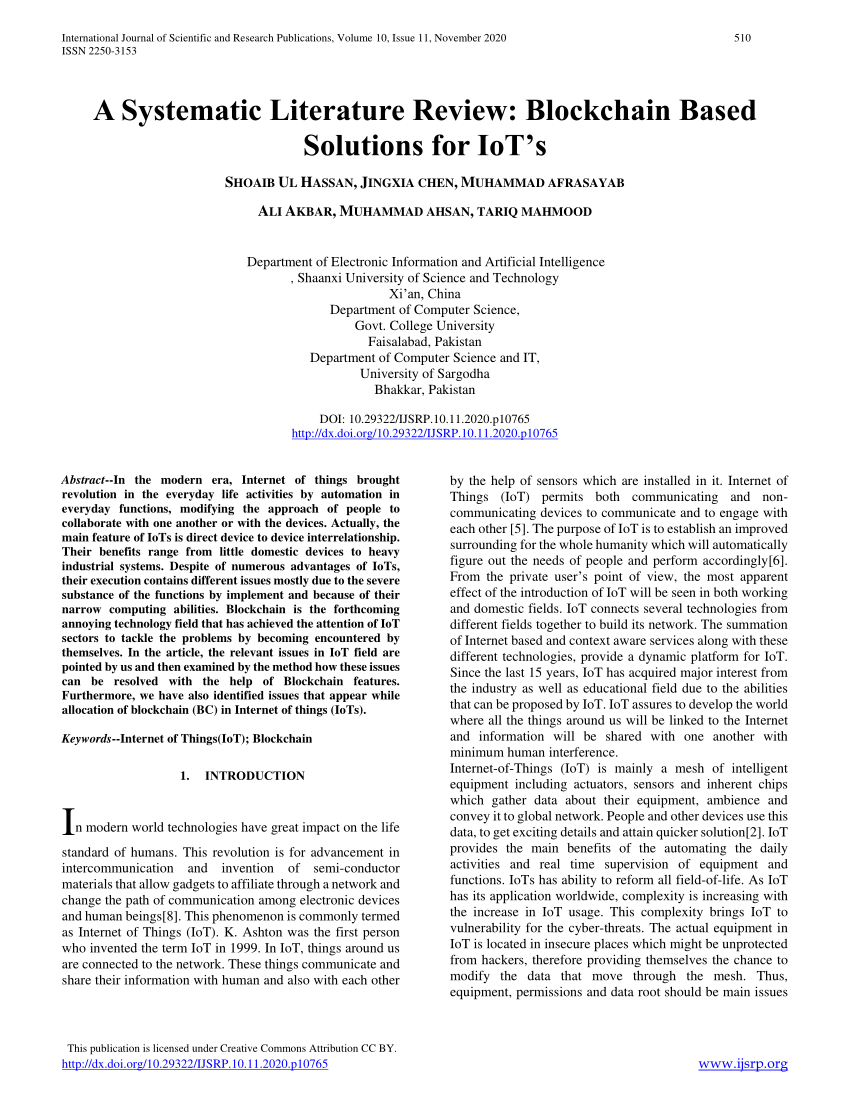 literature review of iot