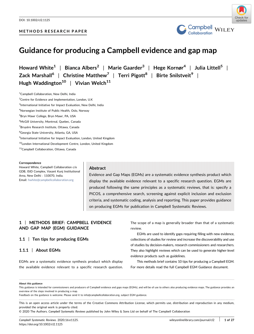 Pdf Guidance For Producing A Campbell Evidence And Gap Map 3554