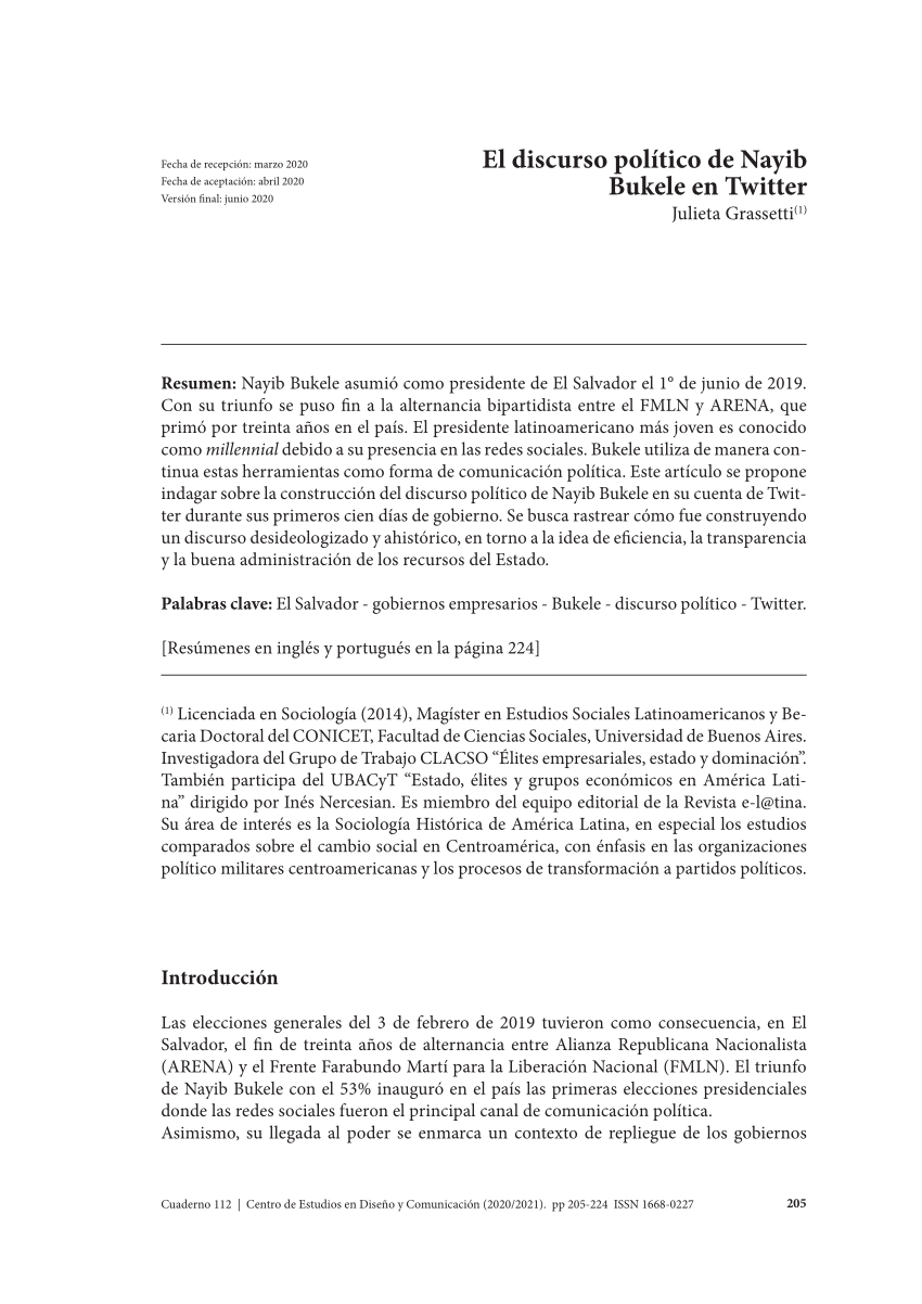 (PDF) El discurso político de Nayib Bukele en Twitter