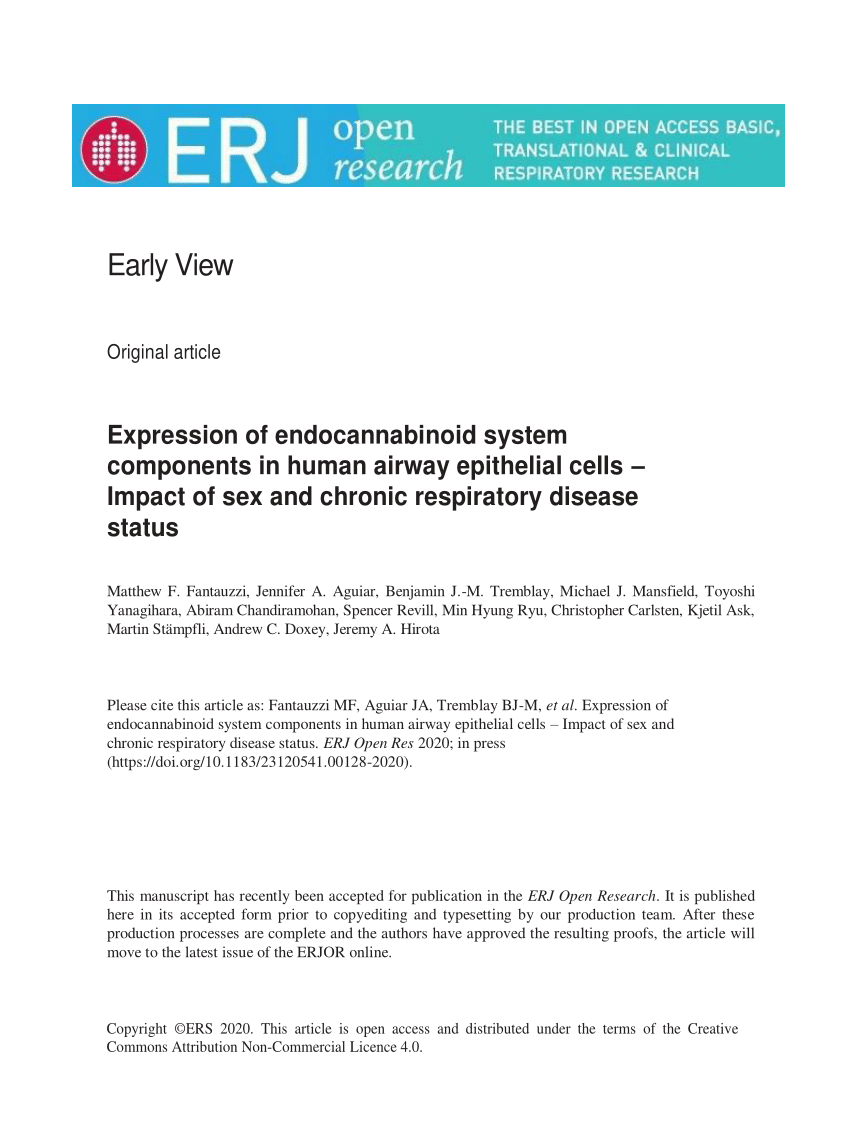 Pdf Expression Of Endocannabinoid System Components In Human Airway