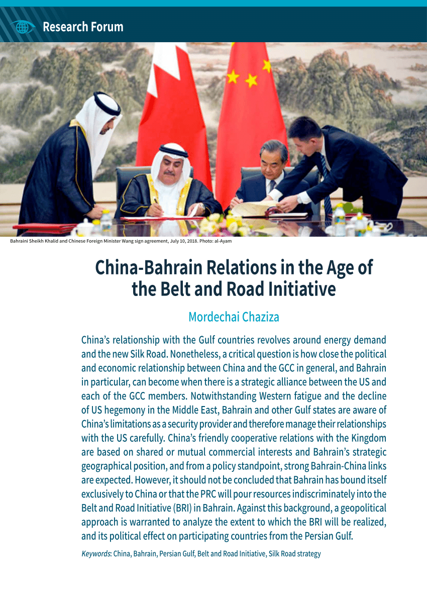 PDF) China-Bahrain Relations in the Age of the Belt and Road ...