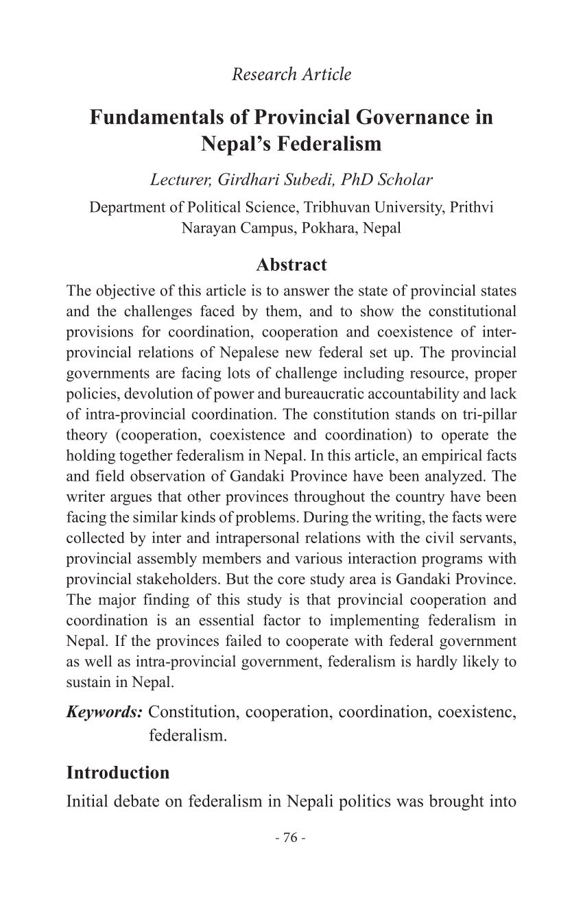 federalism in nepali essay