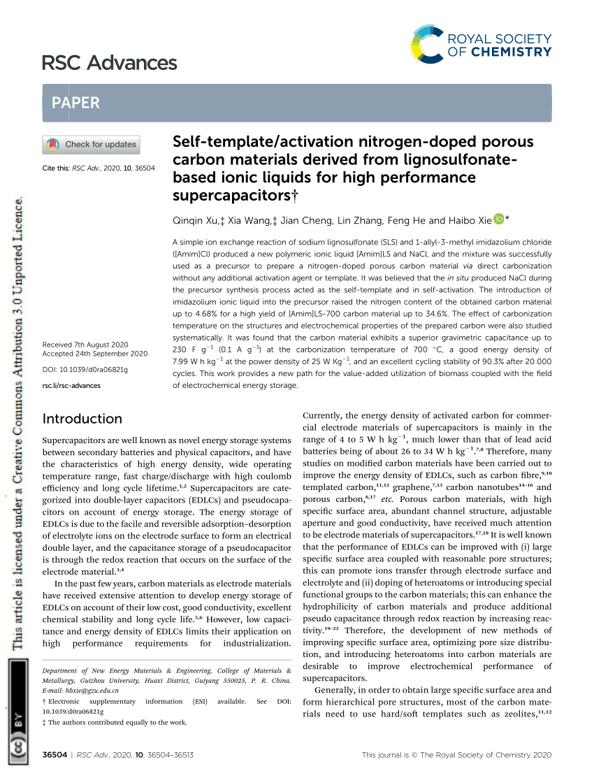 (PDF) Self-template/activation nitrogen-doped porous carbon materials ...