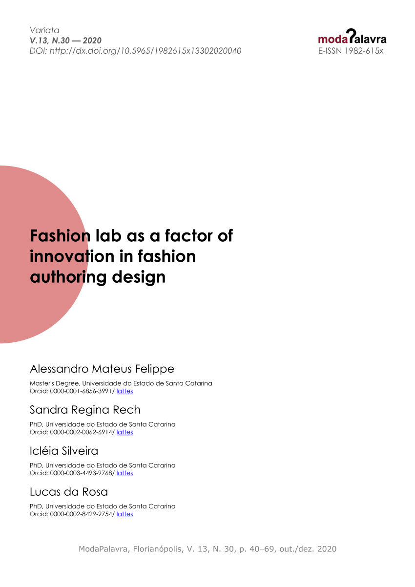 Fashion lab como fator de inovação no design autoral de moda