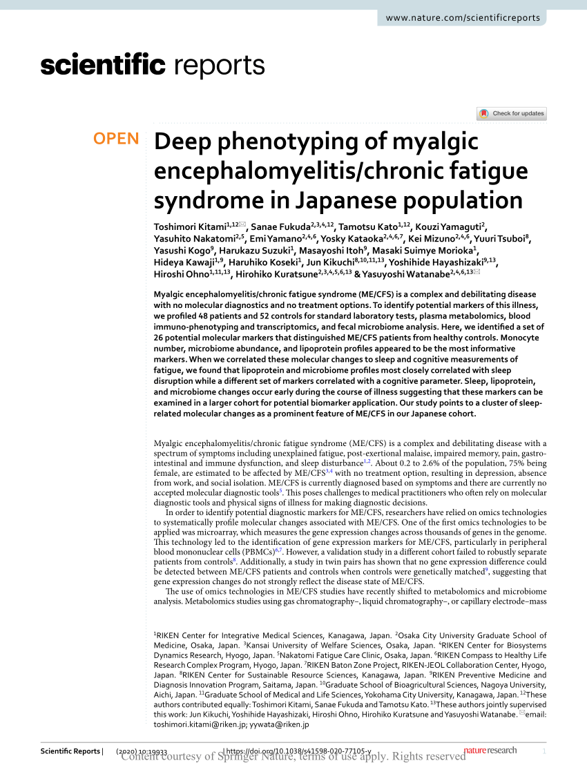 Pdf Deep Phenotyping Of Myalgic Encephalomyelitischronic Fatigue Syndrome In Japanese Population 4702