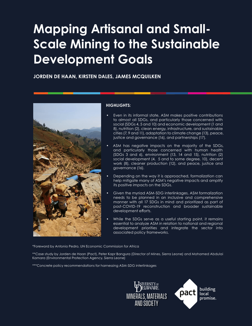 Pdf Mapping Artisanal And Small Scale Mining To The Sustainable Development Goals